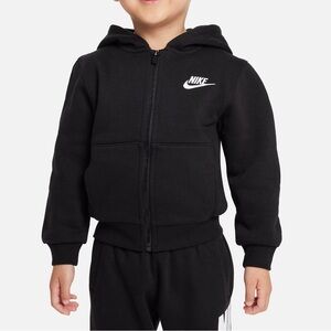 Nike Youth Unisex Black Full-Zip Fleece Pullover Cotton Neutral Classic Sporty